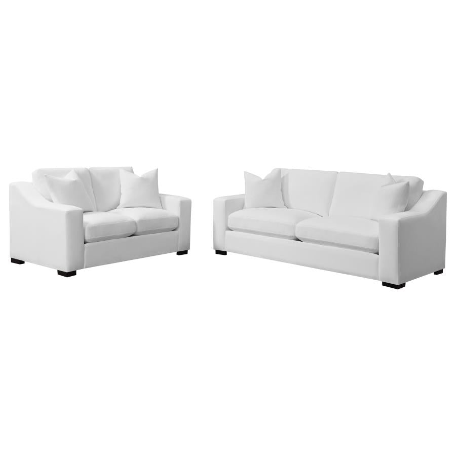 Ashlyn 2-piece Upholstered Sloped Arm Sofa Set White-2