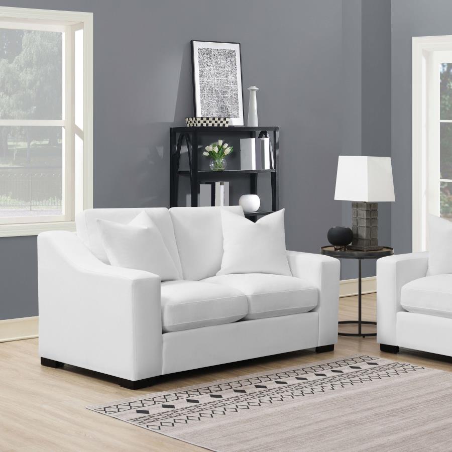 Ashlyn Upholstered Sloped Arm Loveseat White-zoom-2