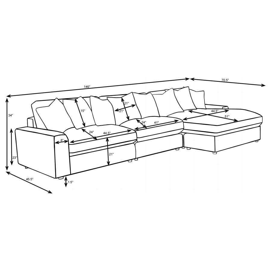 Blaine Upholstered Reversible Chaise Sectional Sofa Sand-zoom-17