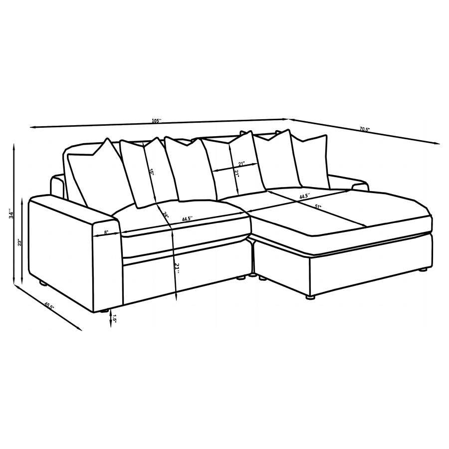 Blaine Upholstered Reversible Chaise Sectional Sofa Fog-20