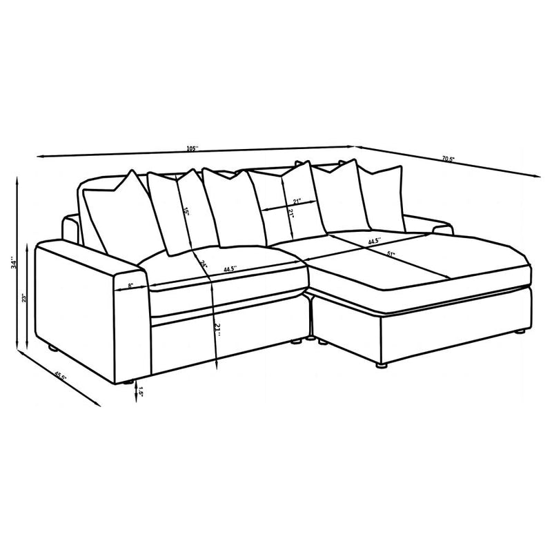 Blaine Upholstered Reversible Chaise Sectional Sofa Fog-zoom-