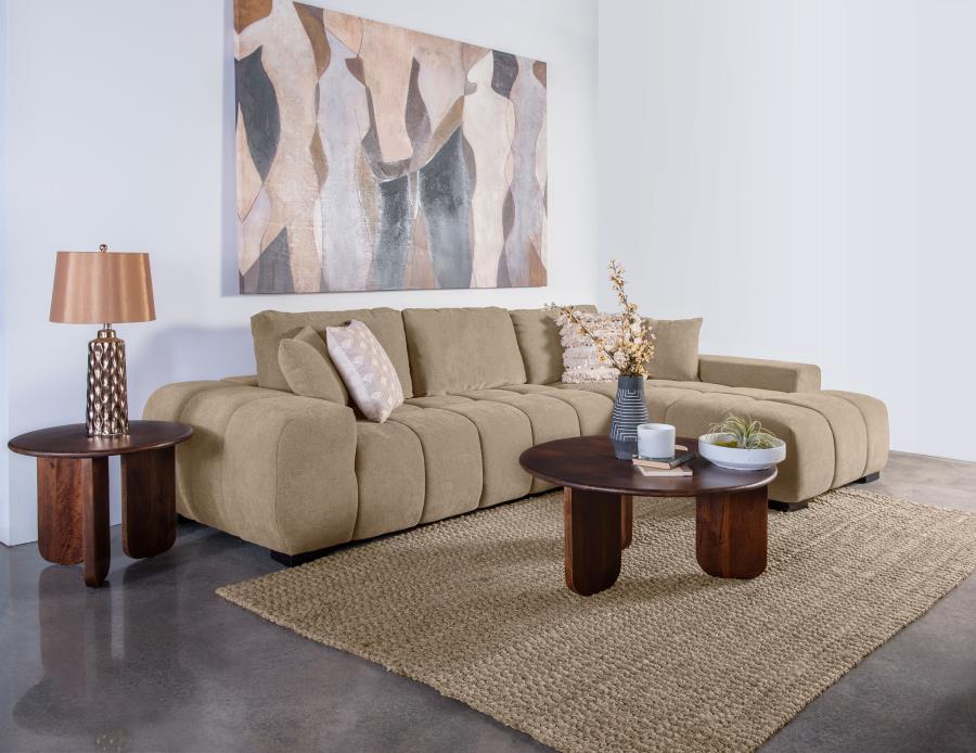 Octavia Upholstered Sectional Chaise Sofa Camel-2