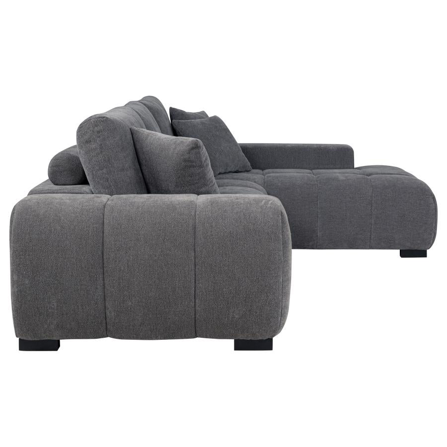 Octavia Upholstered Sectional Chaise Sofa Charcoal Grey-7