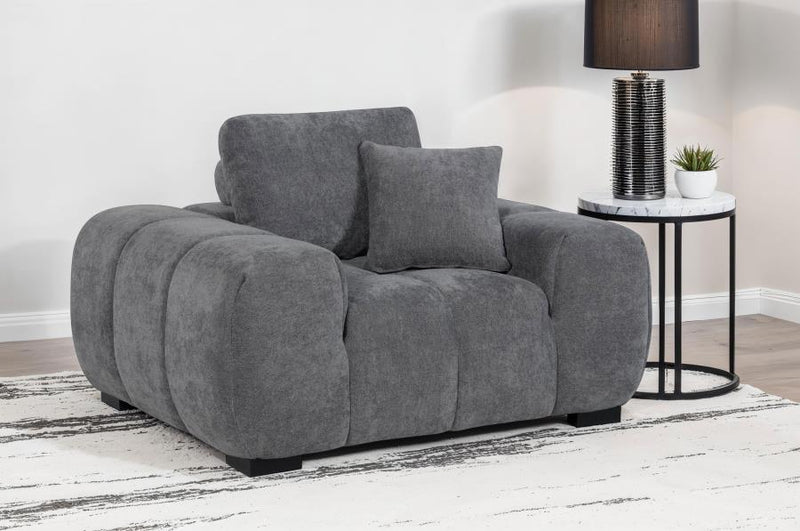 Octavia Upholstered Track Arm Accent Chair Charcoal Grey-zoom-