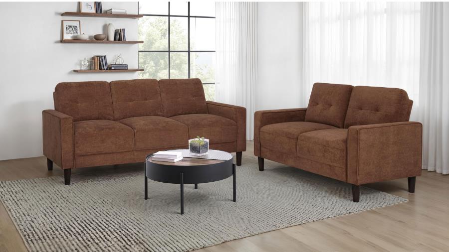 Bowen II 2-piece Fabric Upholstered Track Arm Sofa Set Rust-zoom-1