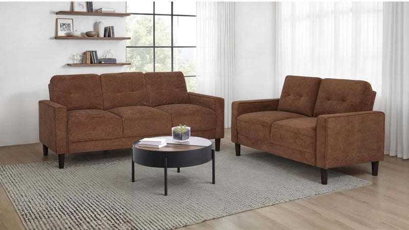 Bowen II 2-piece Fabric Upholstered Track Arm Sofa Set Rust-zoom-