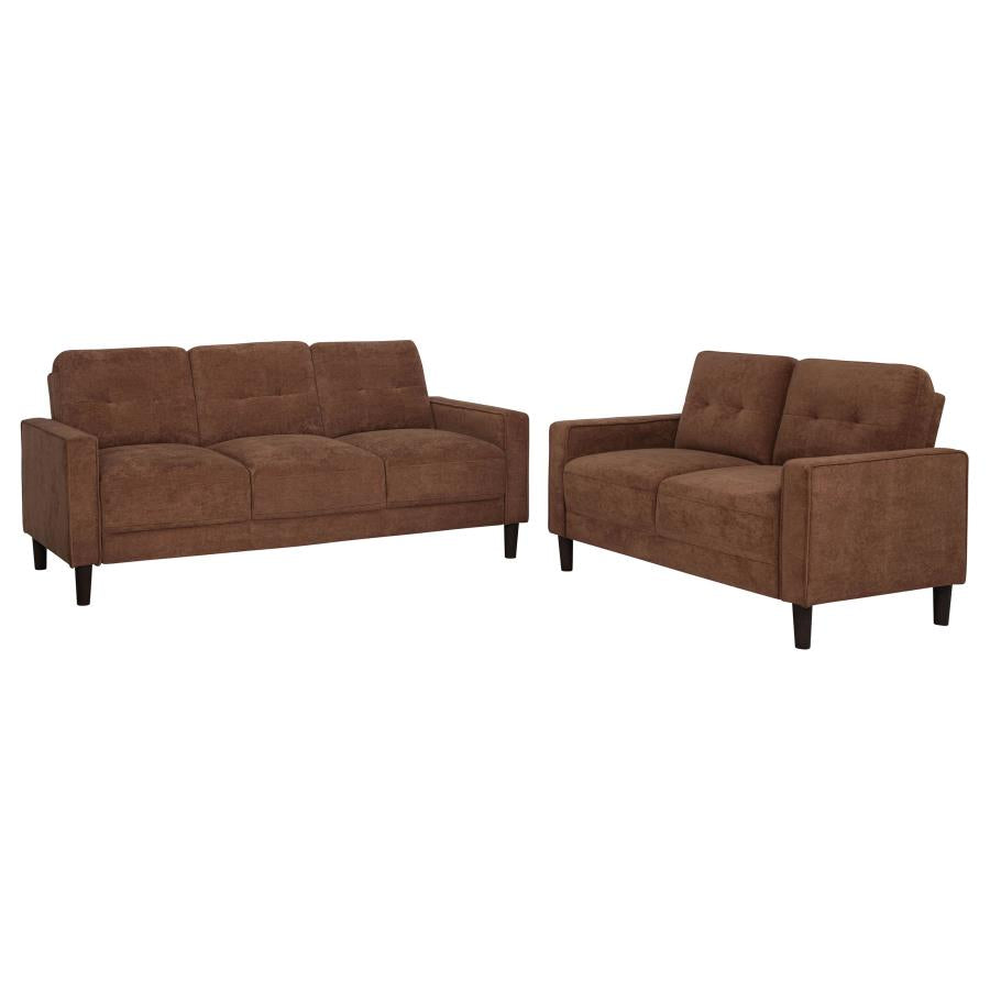 Bowen II 2-piece Fabric Upholstered Track Arm Sofa Set Rust-zoom-2
