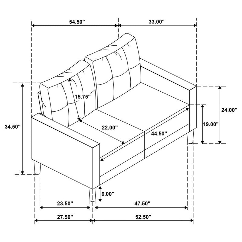 Bowen II 2-piece Fabric Upholstered Track Arm Sofa Set Rust-zoom-