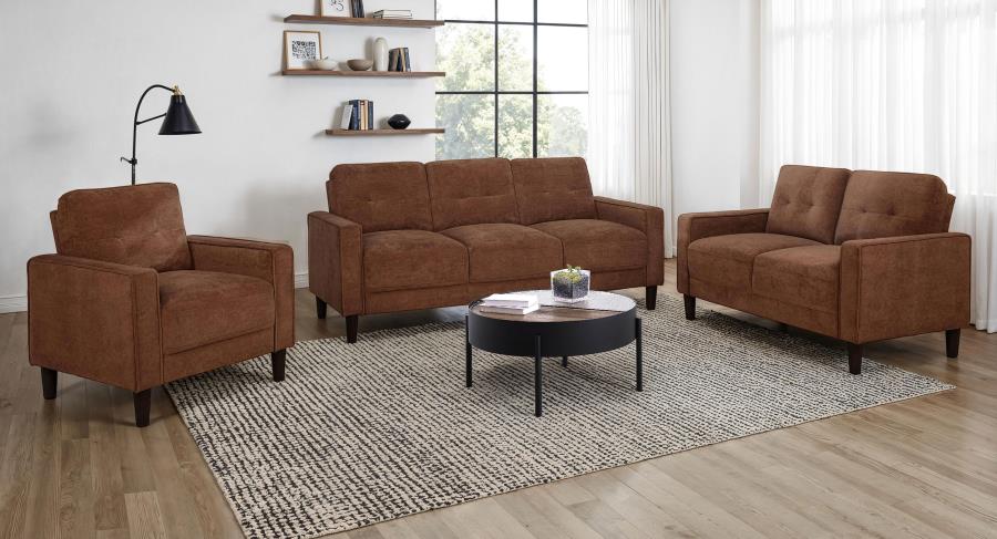 Bowen II 3-piece Fabric Upholstered Track Arm Sofa Set Rust-zoom-1