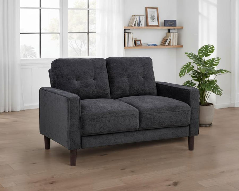 Bowen II Fabric Upholstered Track Arm Loveseat Steel Grey-zoom-