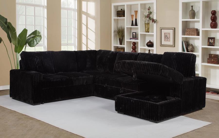 Devonshire Sleeper Sectional Sofa Storage Chaise Black-3