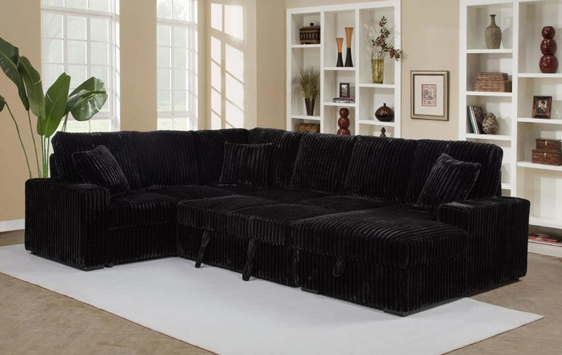 Devonshire Sleeper Sectional Sofa Storage Chaise Black-zoom-