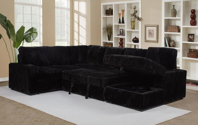 Devonshire Sleeper Sectional Sofa Storage Chaise Black-zoom-