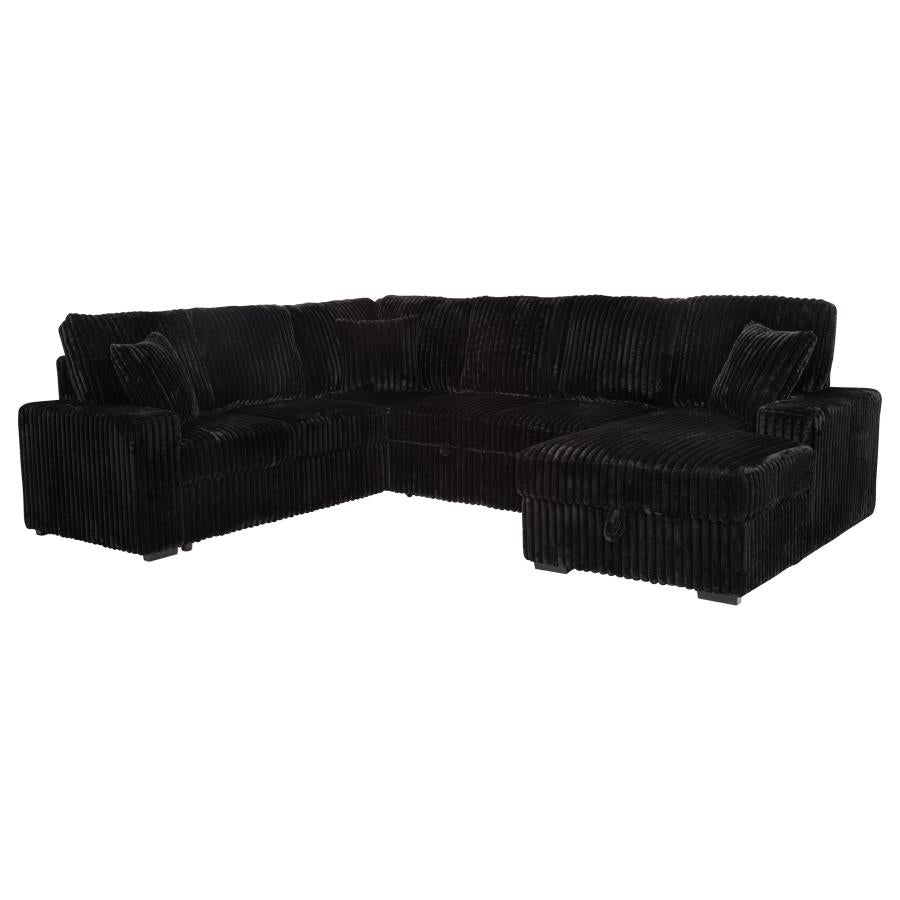 Devonshire Sleeper Sectional Sofa Storage Chaise Black-1