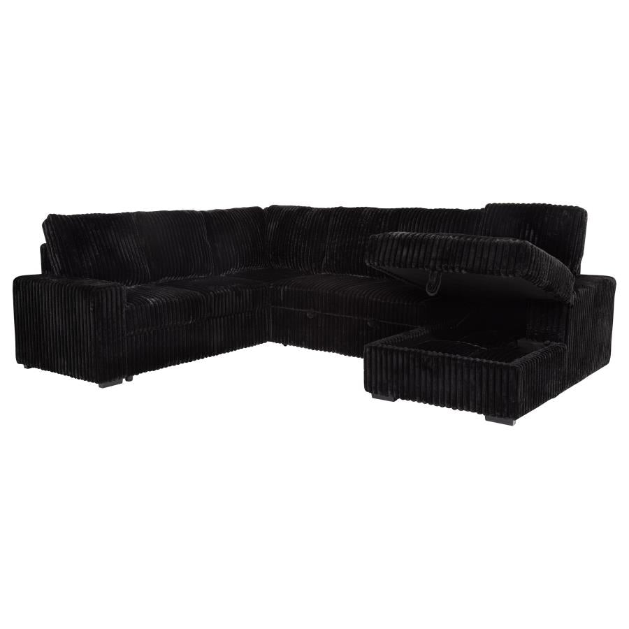 Devonshire Sleeper Sectional Sofa Storage Chaise Black-zoom-6