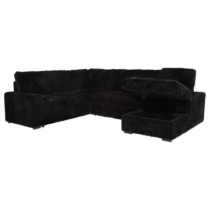 Devonshire Sleeper Sectional Sofa Storage Chaise Black-zoom-