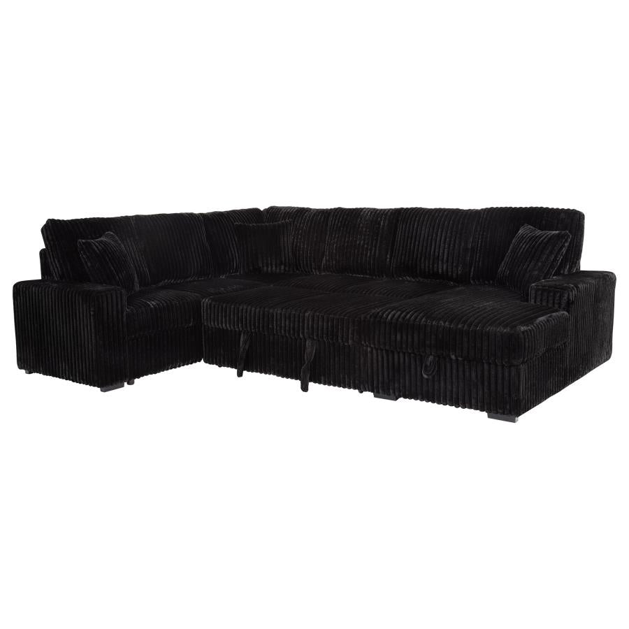 Devonshire Sleeper Sectional Sofa Storage Chaise Black-7