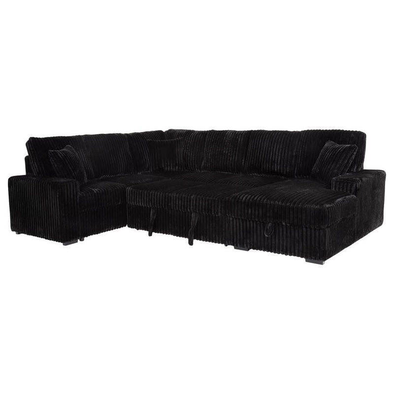 Devonshire Sleeper Sectional Sofa Storage Chaise Black-zoom-