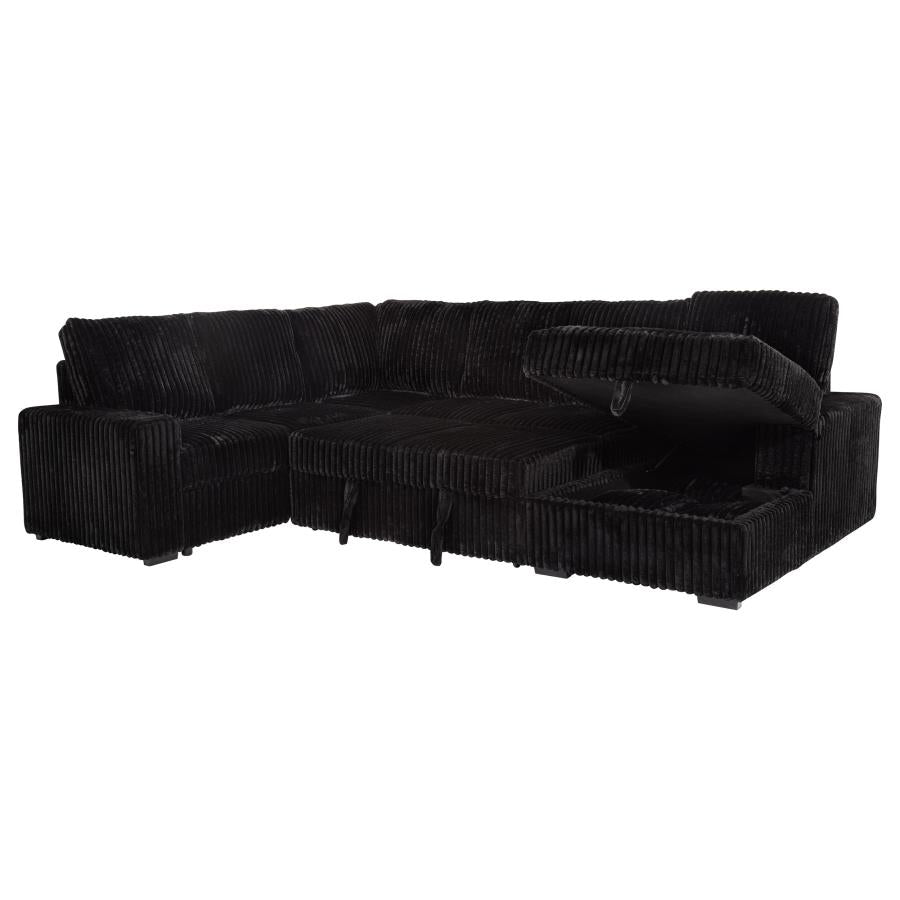 Devonshire Sleeper Sectional Sofa Storage Chaise Black-zoom-8
