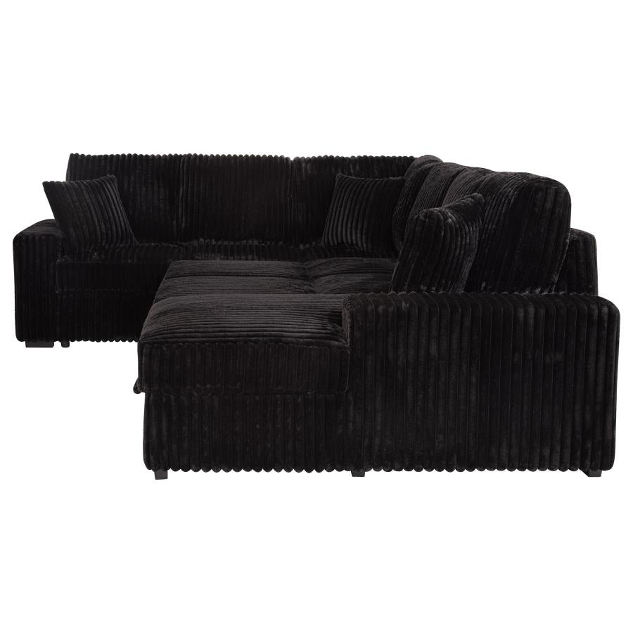 Devonshire Sleeper Sectional Sofa Storage Chaise Black-10