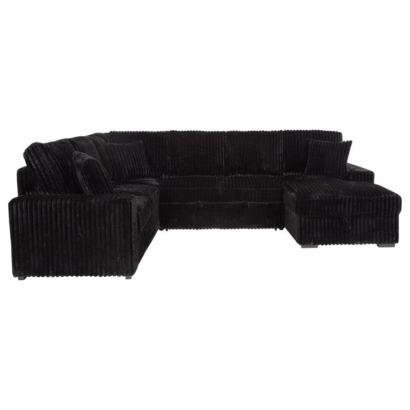 Devonshire Sleeper Sectional Sofa Storage Chaise Black-zoom-