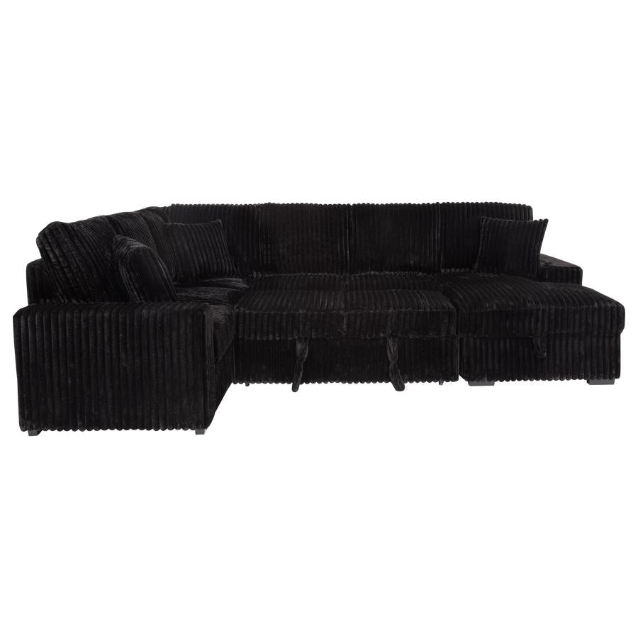 Devonshire Sleeper Sectional Sofa Storage Chaise Black-14