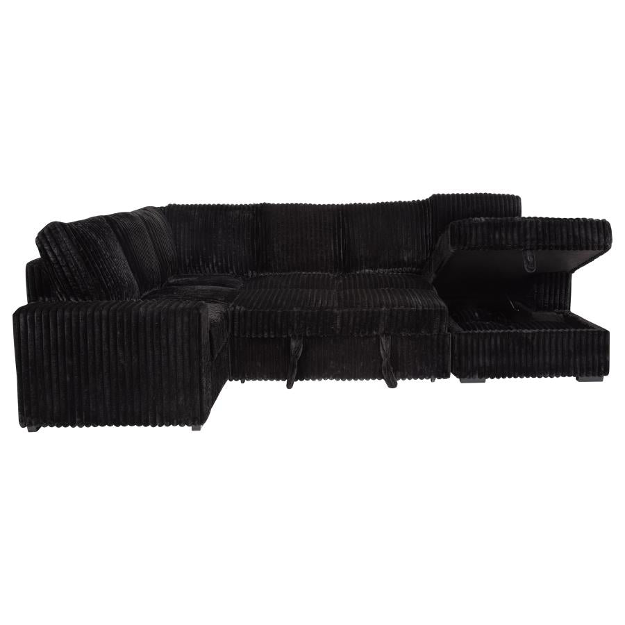 Devonshire Sleeper Sectional Sofa Storage Chaise Black-15