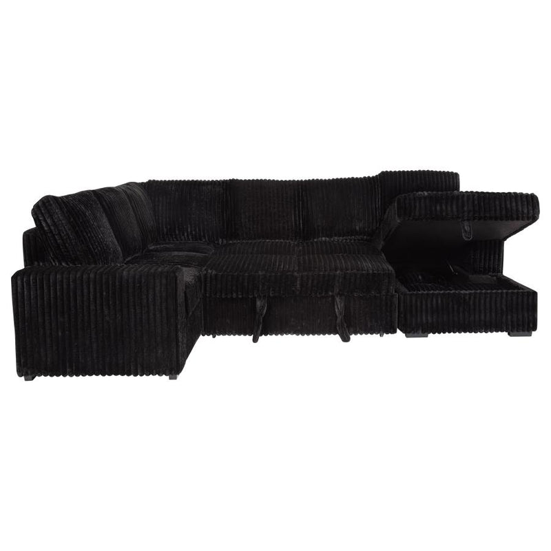Devonshire Sleeper Sectional Sofa Storage Chaise Black-zoom-