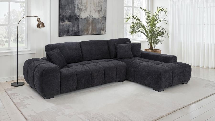 Octavia Upholstered Sectional Chaise Sofa Black-zoom-2
