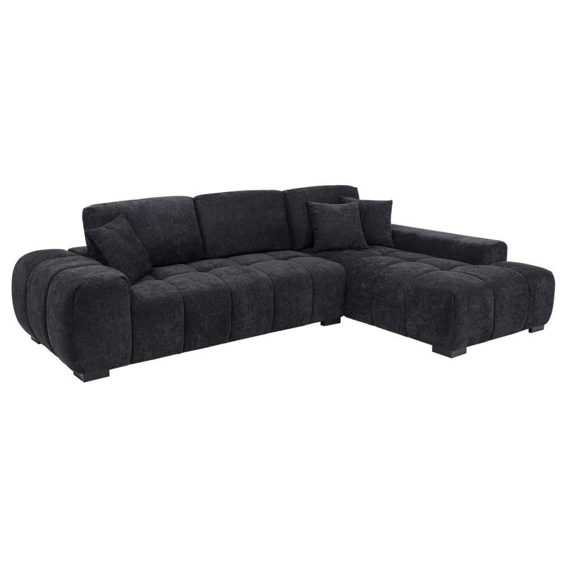 Octavia Upholstered Sectional Chaise Sofa Black-zoom-