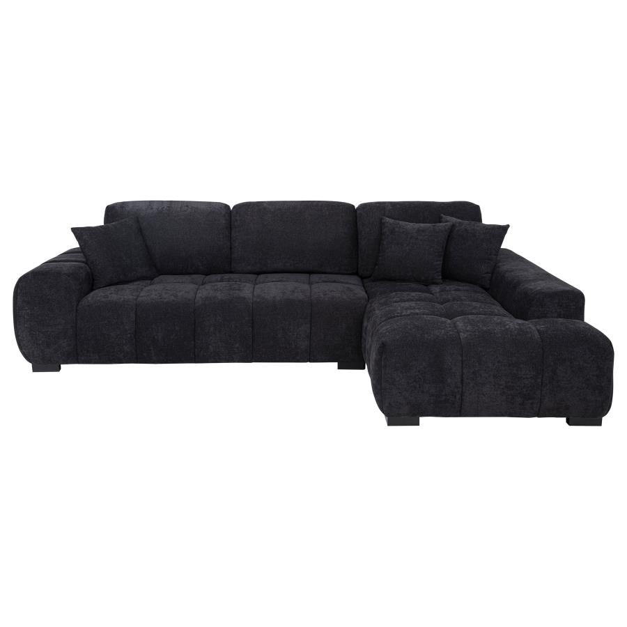 Octavia Upholstered Sectional Chaise Sofa Black-3