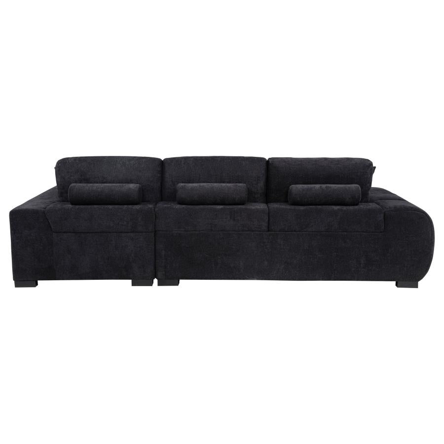 Octavia Upholstered Sectional Chaise Sofa Black-5
