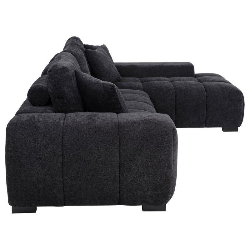 Octavia Upholstered Sectional Chaise Sofa Black-zoom-