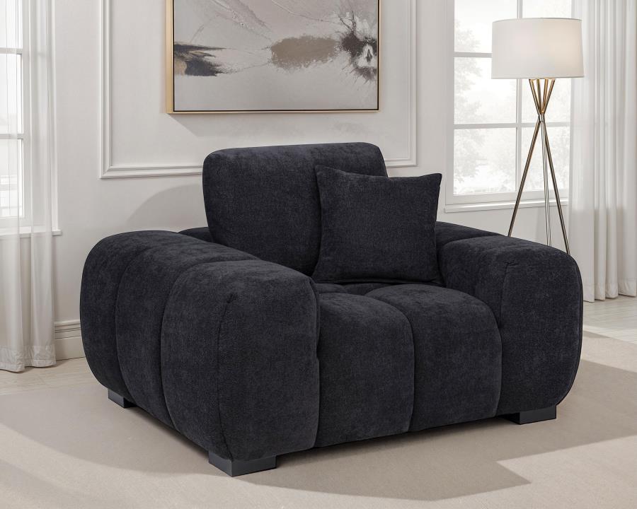 Octavia Upholstered Track Arm Accent Chair Black-zoom-2