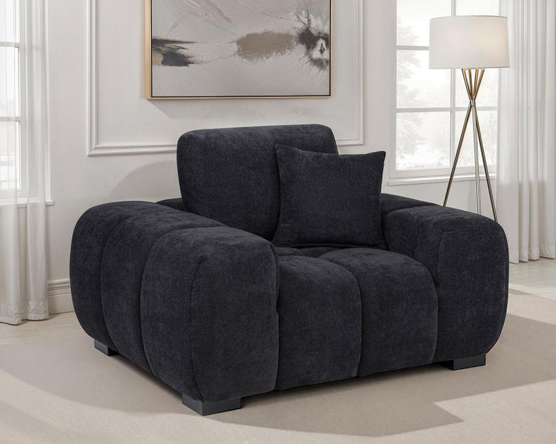 Octavia Upholstered Track Arm Accent Chair Black-zoom-