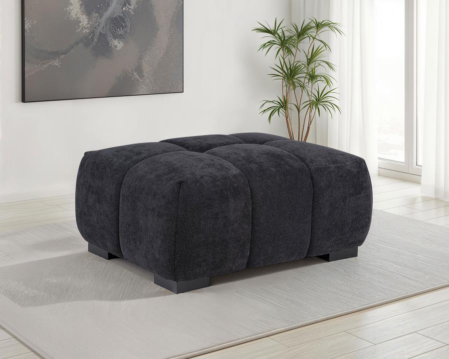 Octavia Upholstered Rectangular Ottoman Black-zoom-2