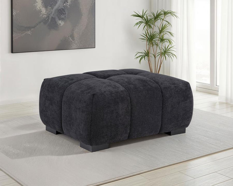 Octavia Upholstered Rectangular Ottoman Black-zoom-