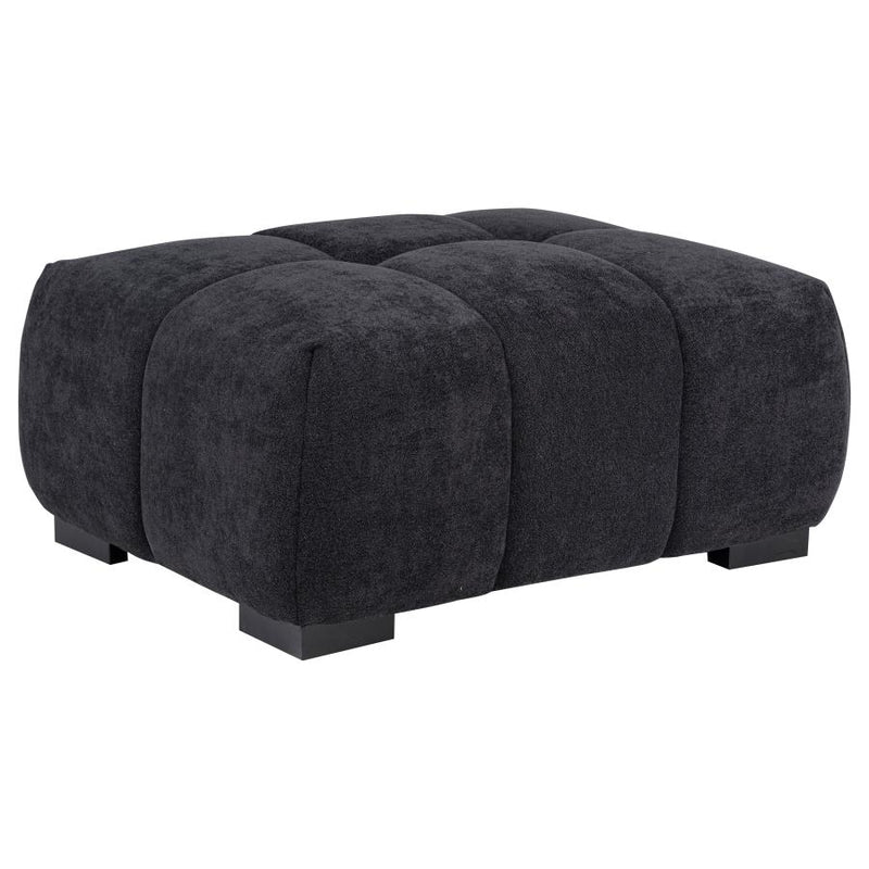 Octavia Upholstered Rectangular Ottoman Black-zoom-