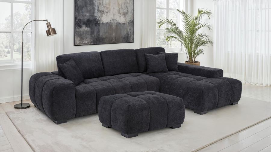 Octavia Upholstered Rectangular Ottoman Black-zoom-7