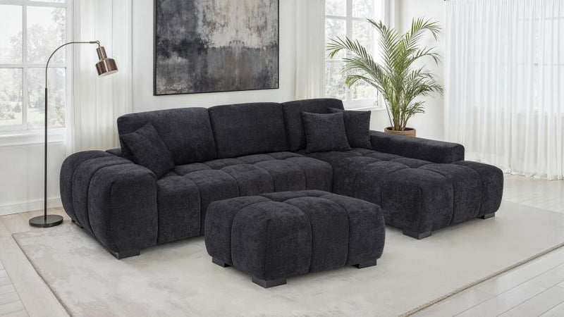 Octavia Upholstered Rectangular Ottoman Black-zoom-