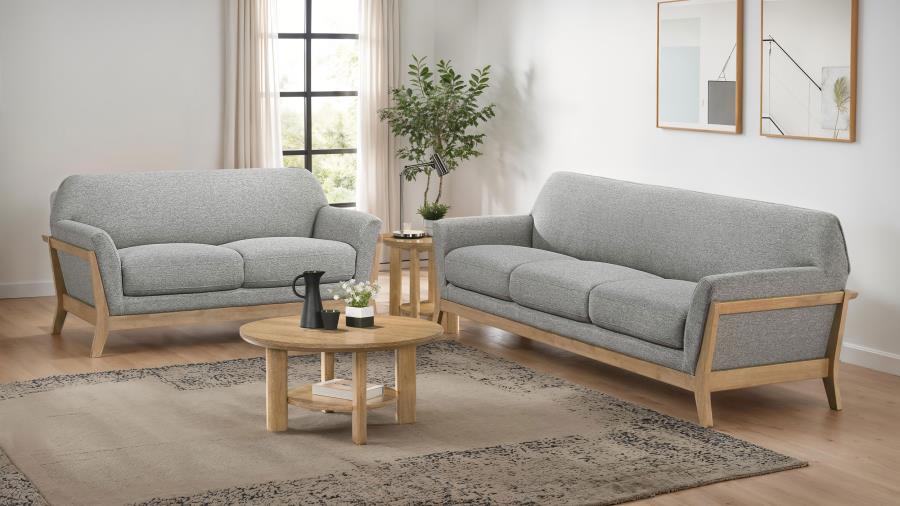 Vaughn 2-piece Fabric Upholstered Flared Arm Sofa Set Grey-zoom-1