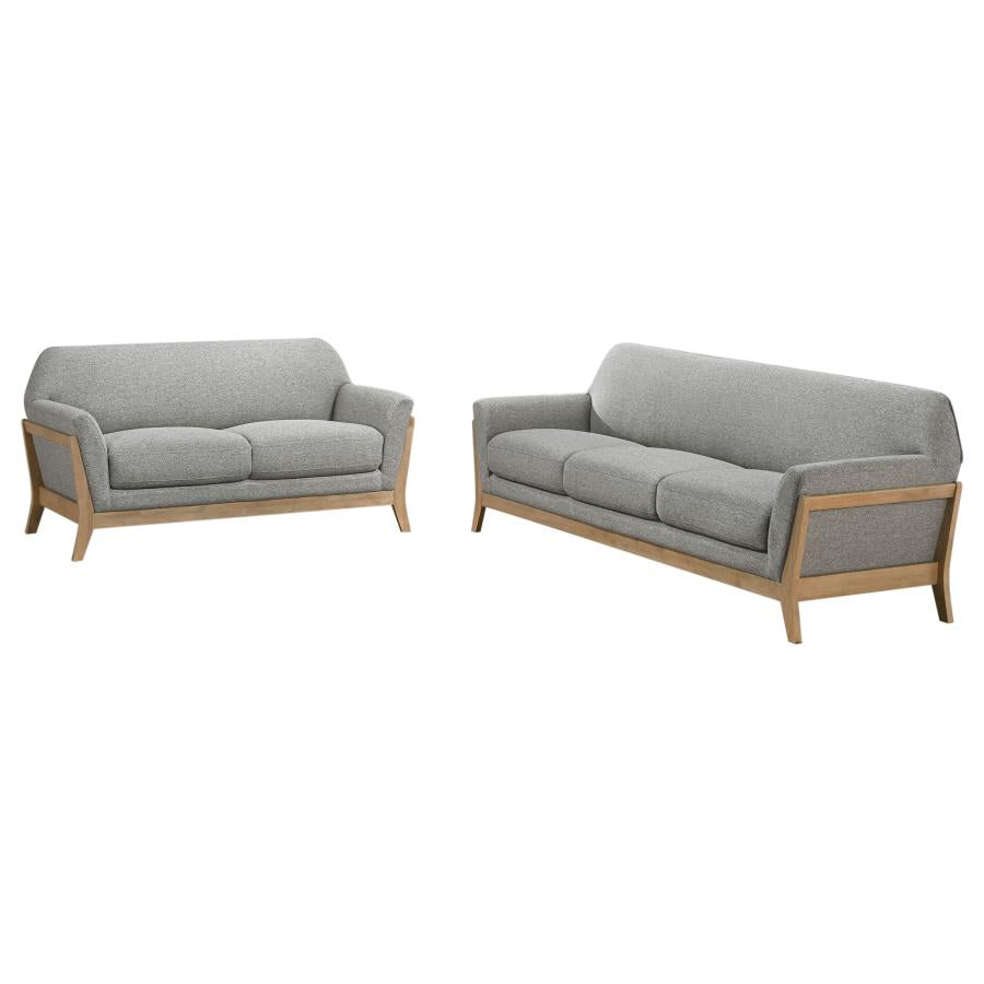 Vaughn 2-piece Fabric Upholstered Flared Arm Sofa Set Grey-2