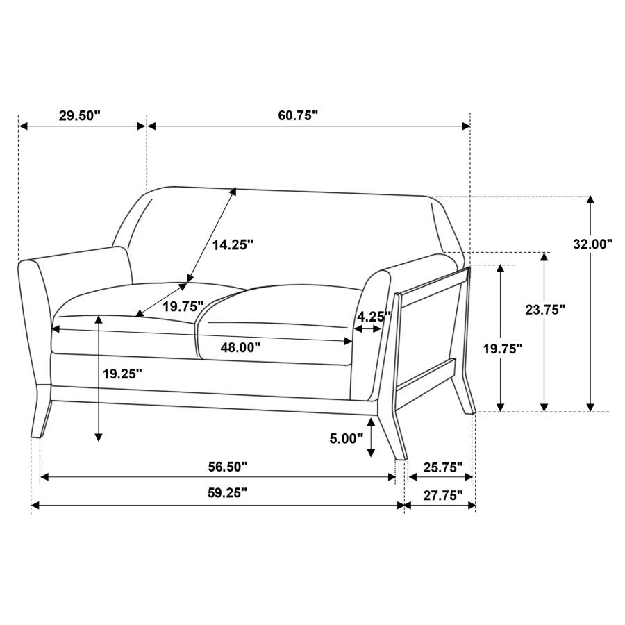 Vaughn 2-piece Fabric Upholstered Flared Arm Sofa Set Grey-zoom-13