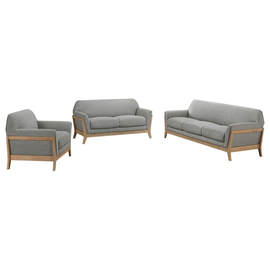 Vaughn 3-piece Fabric Upholstered Flared Arm Sofa Set Grey-zoom-2