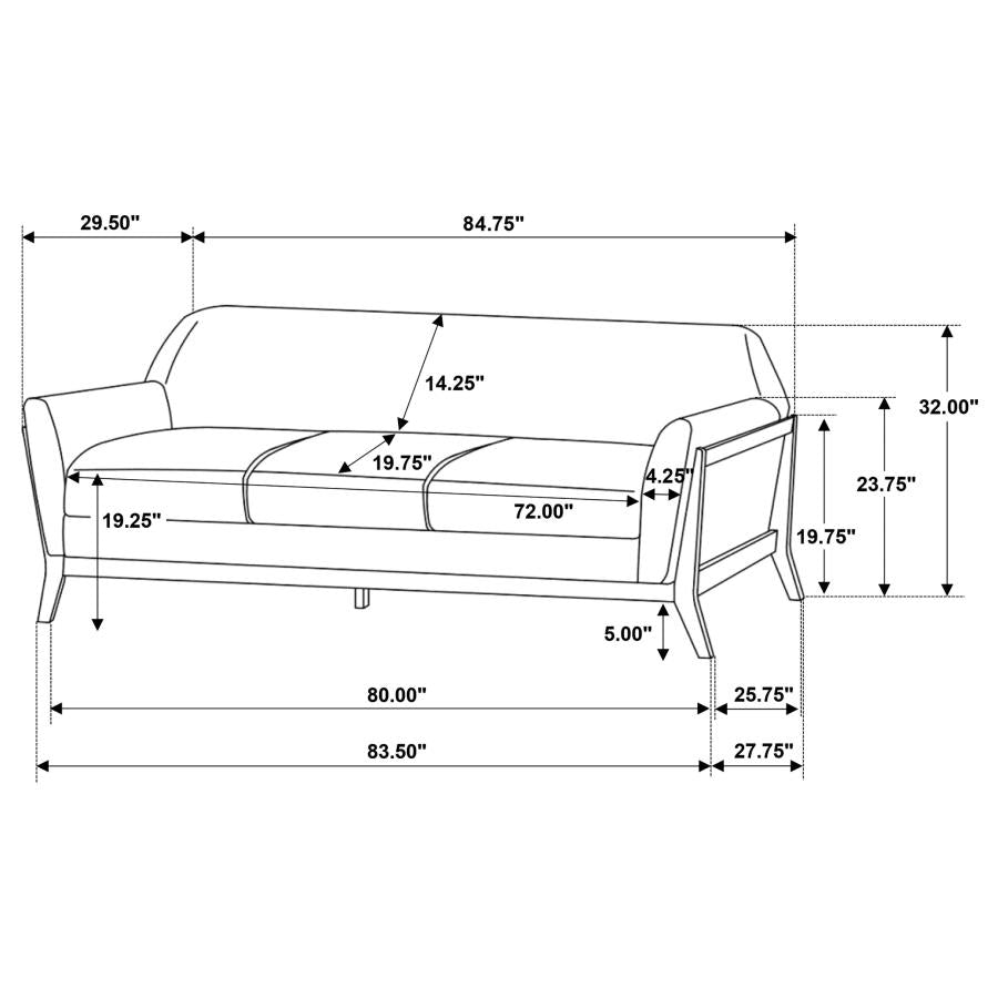 Vaughn 3-piece Fabric Upholstered Flared Arm Sofa Set Grey-16