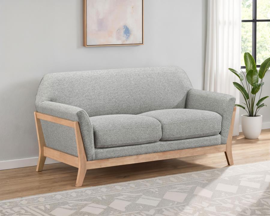 Vaughn Fabric Upholstered Flared Arm Loveseat Grey-zoom-2