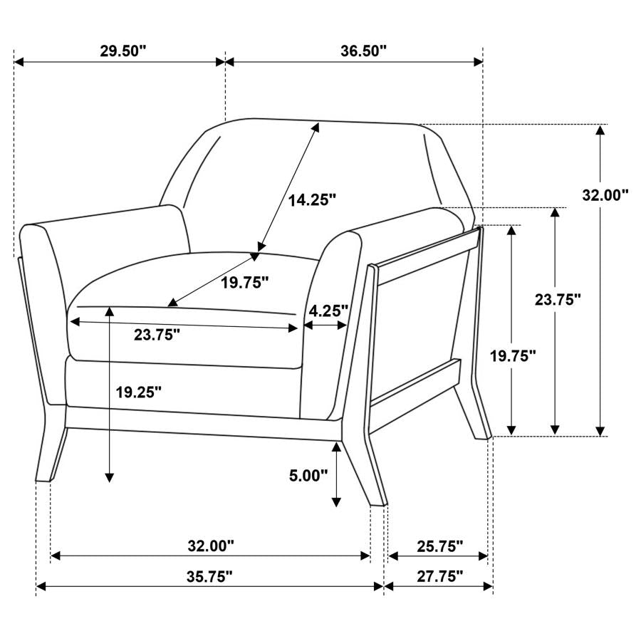 Vaughn Fabric Upholstered Flared Arm Accent Chair Grey-10
