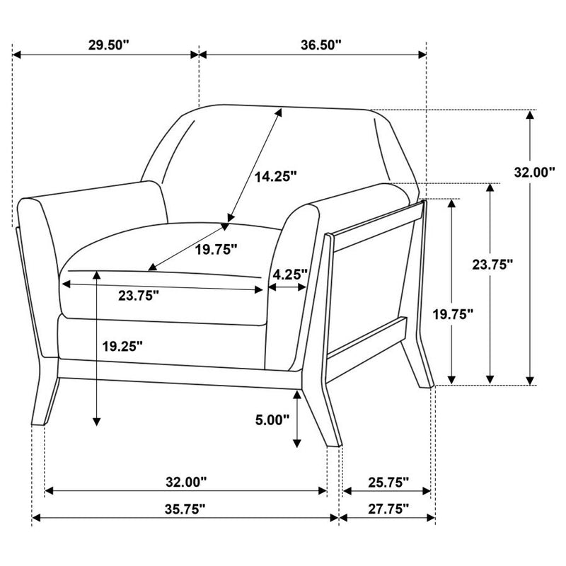 Vaughn Fabric Upholstered Flared Arm Accent Chair Grey-zoom-