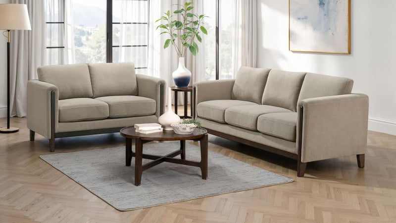 Islington 2-piece Upholstered Panel Arm Sofa Set Taupe-zoom-