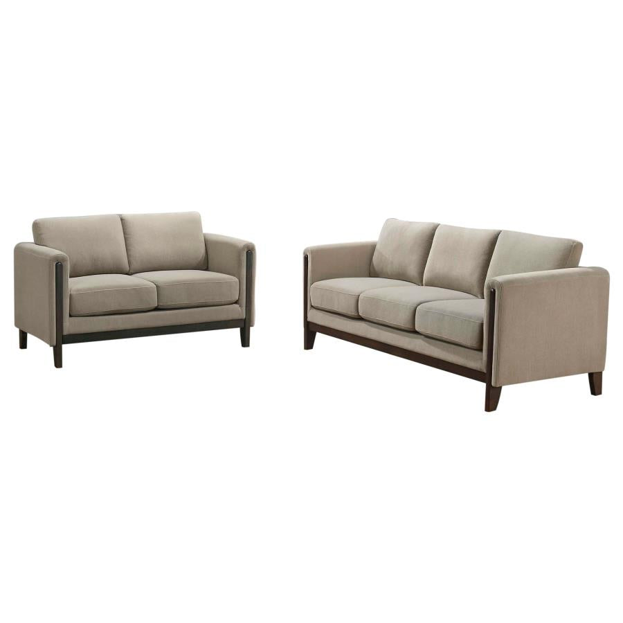 Islington 2-piece Upholstered Panel Arm Sofa Set Taupe-2